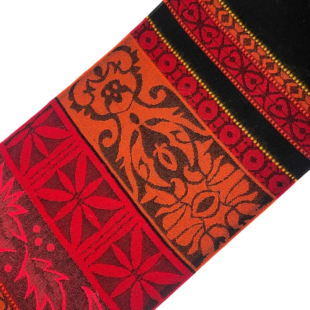 Vintage Scarf French Luxury Knit Winter Statement Pattern Print Made in France
